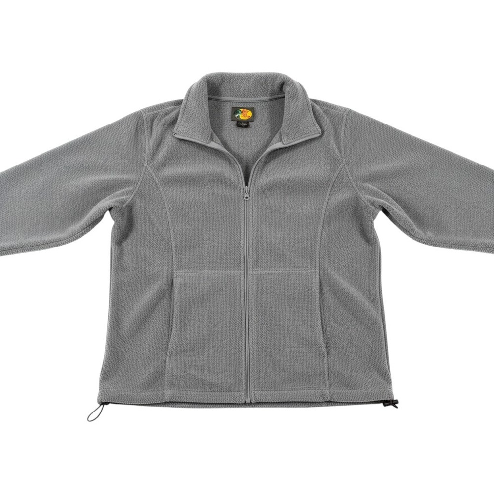 Bass Pro Shops Fleece Jacket Women Large Gray Excellent Full Zip Mock Neck